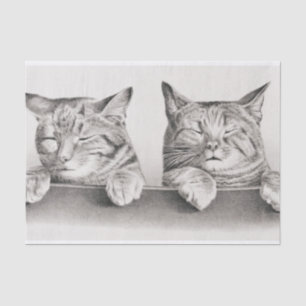 Papel De Seda Litógrafo Vintage Sleeping Cats, 1874 Decoupage