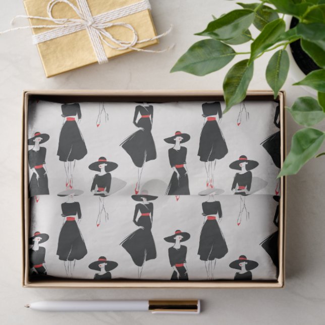 Papel De Seda Little Black Dress Fashion Line Art Pattern (Presente)