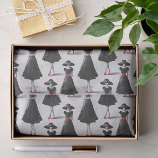 Papel De Seda Little Black Dress Society Chalk Fashion Pattern (Presente)