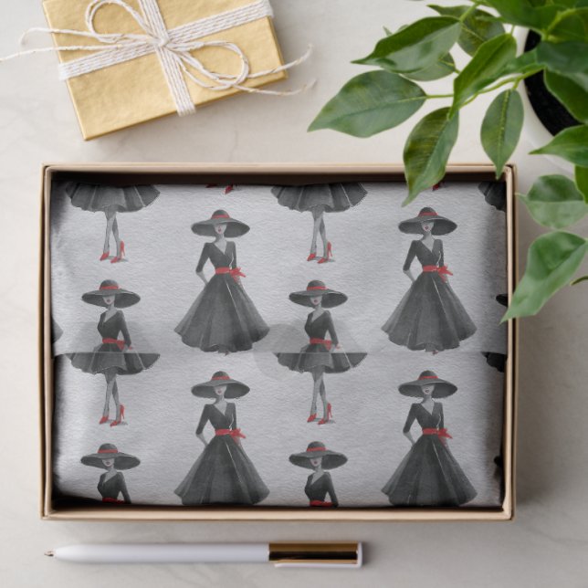 Papel De Seda Little Black Dress Society Charcoal Fashion (Presente)