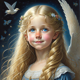 Papel De Seda Little blond girl with blue dress v2