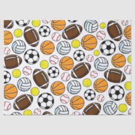 Papel De Seda Little League Sports Balls Kids Team Colorful Fun