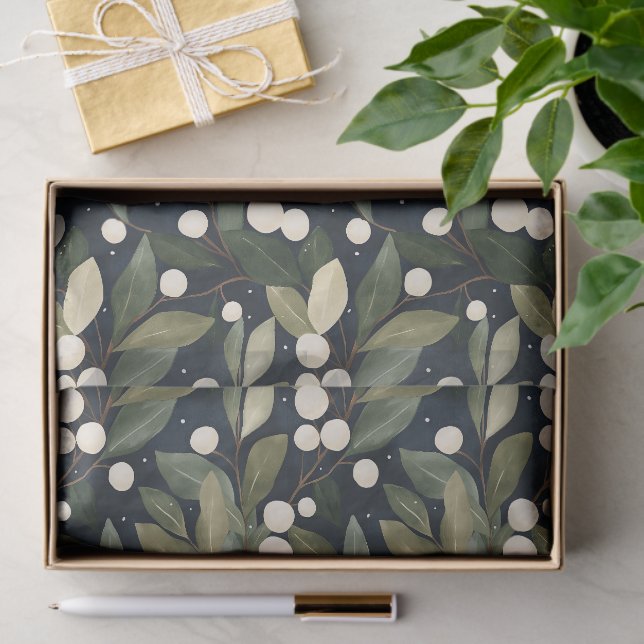 Papel De Seda Livro Branco Elegante sobre Férias de Snowberry (Presente)