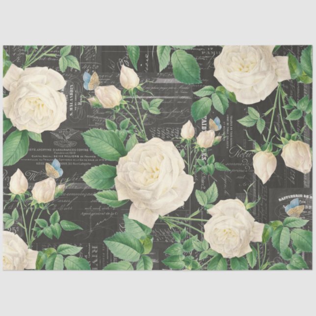 Papel De Seda Livro Branco Romântico Rosa Ephemera Collage (Frente )