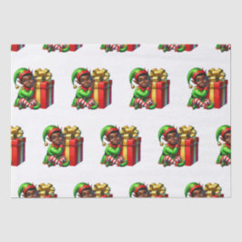 Papel De Seda Livro de Natal do Elf Afro-Americano