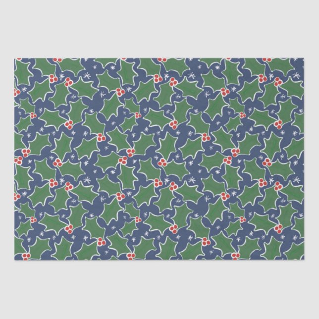 Papel De Seda Livro de tecidos de Natal azul e verde (Frente )