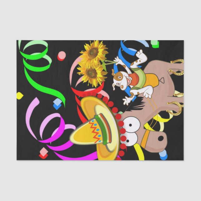 Papel De Seda Livro de Tecidos Feliz de Aniversário do Cavalo (Frente )