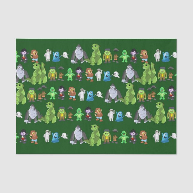Papel De Seda Livro Tecido de Dez Pequenos Monstros (Verde) (Frente )