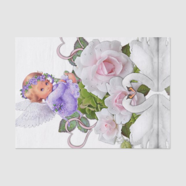 Papel De Seda Livro tecidual Angel White Swans (Frente )