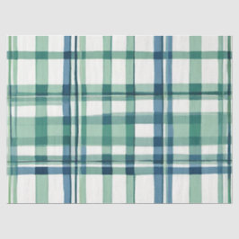 Papel De Seda Livro verde, azul e Xadrez branca