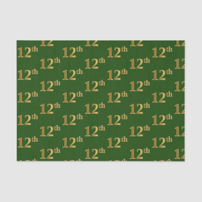 Papel De Seda Livro Verde, Faux Dourado 12 (12.º) (Frente )