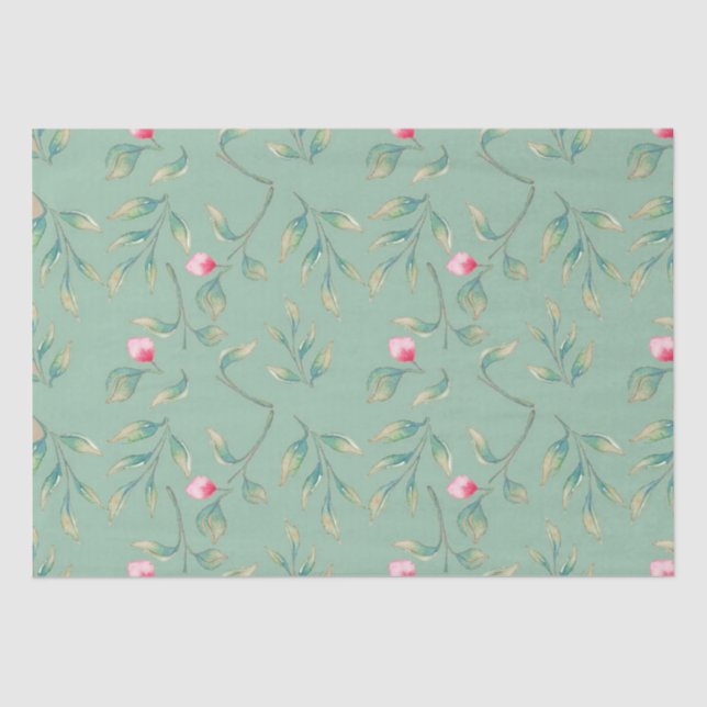 Papel De Seda Livro Verde sobre Tecidos Florais Cameo (Frente )