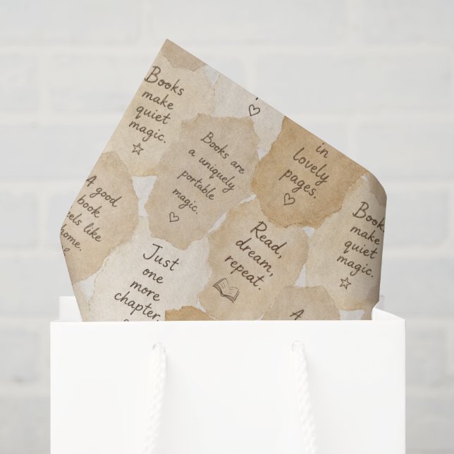 Papel De Seda Livros de Creme Inspiradores Magia   (Sacola de presentes)
