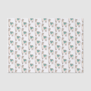 Papel De Seda llama alpaca de desenho animado sorridente e feliz