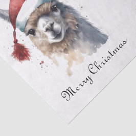 Papel De Seda Llama de Natal com Chapéu de Papai Noel e Texto Pe