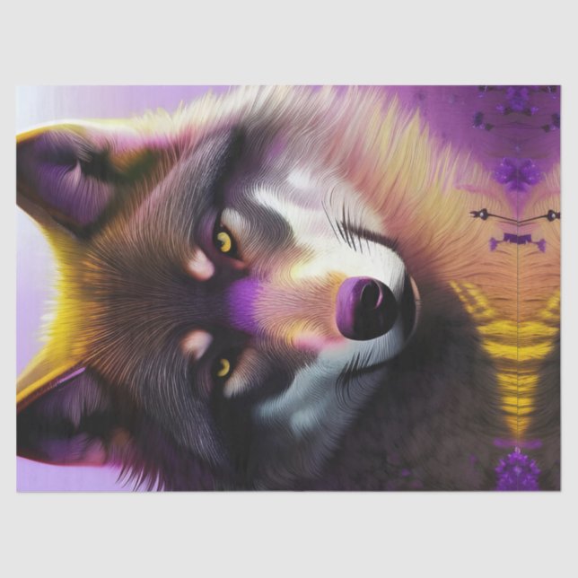 Papel De Seda Lobo em Roxo (Frente )