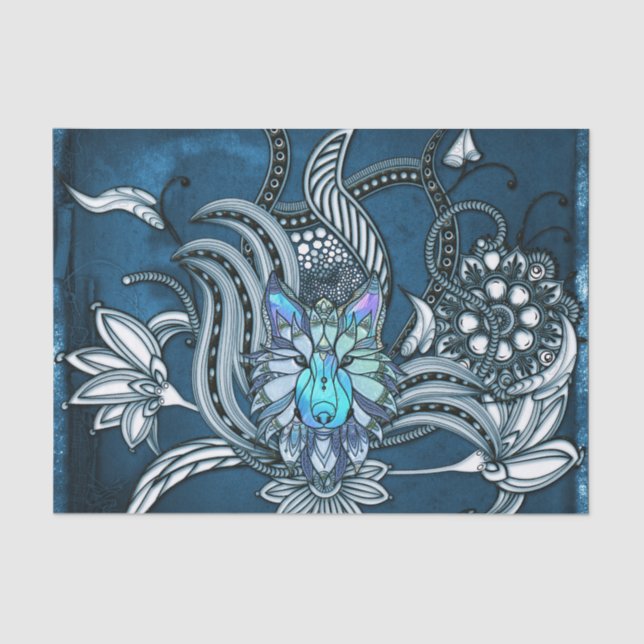 Papel De Seda Lobo incrível, design lineart (Frente )