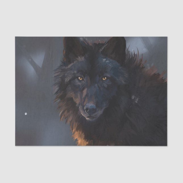 Papel De Seda Lobo negro (Frente )