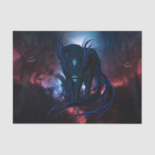 Papel De Seda Lobos fantásticos de fantasia escura (Frente )