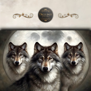 Papel De Seda Lobos Lunares Decoupage