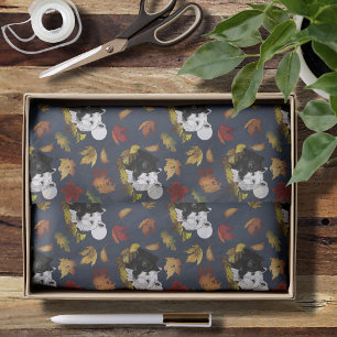 Papel De Seda Lobos Preto Branco Luar Folhas de Outono