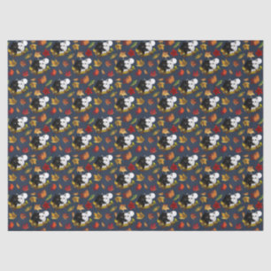 Papel De Seda Lobos Preto Branco Luar Folhas de Outono