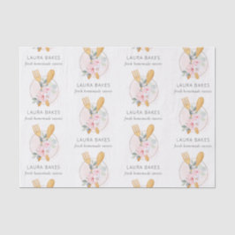 Papel De Seda Logotipo de Chef Floral Cor-de-rosa-rosa com borda