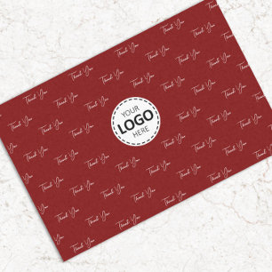 Papel De Seda Logotipo Personalizado Obrigado Padrão Vermelho