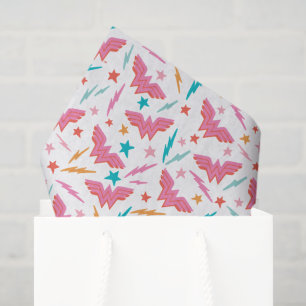 Papel De Seda Logotipo Rosa da Mulher-Maravilha e Padrão de Relâ