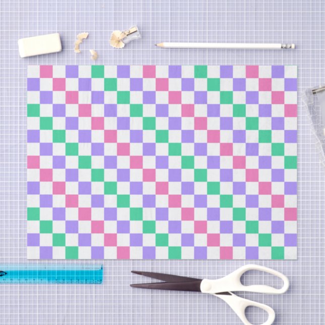 Papel De Seda Loja de doces padrão xadrez diagonal (Arte )