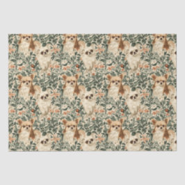 Papel De Seda Long Haired Chihuahuas William Morris estilo flora