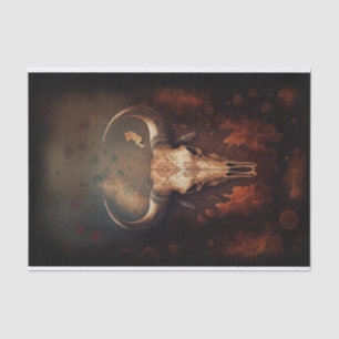 Papel De Seda Longhorn Cow Skull Rustic