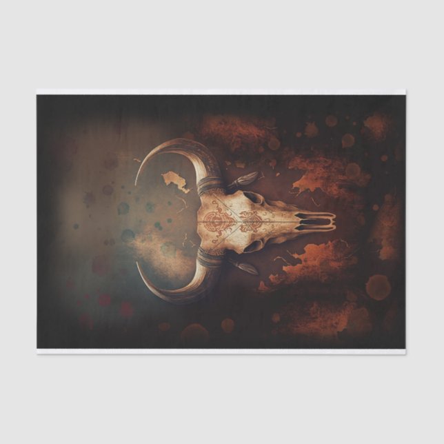 Papel De Seda Longhorn Cow Skull Rustic (Frente )