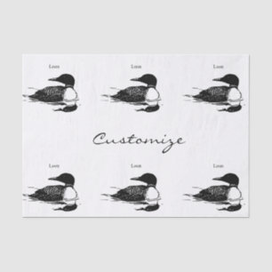 Papel De Seda Loon Natando Pássaro Arte Thunder_Cove