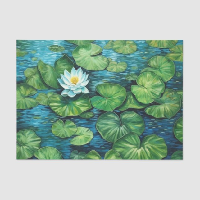 Papel De Seda Lotus White Lily Pads Dissociação Floral (Frente )