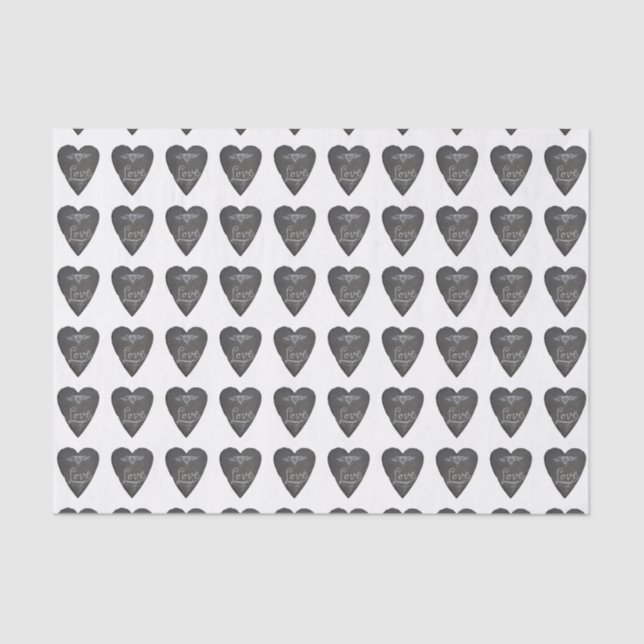 Papel De Seda Love and Heart in Chalk Chalkboard Pattern (Frente )
