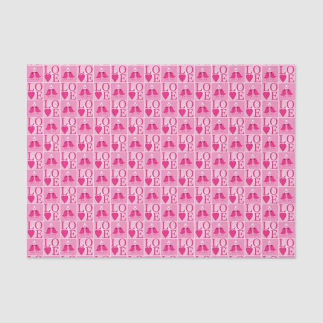 Papel De Seda Love Birds in Pink Pattern (Frente )