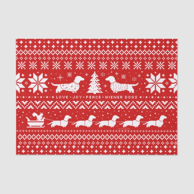 Papel De Seda Love Joy Peace Wiener Dogs | Dachshances Natal (Frente )