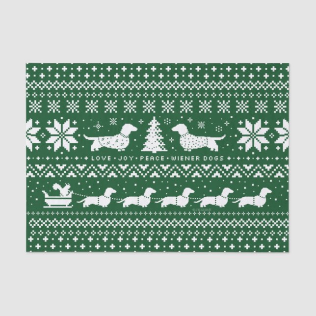 Papel De Seda Love Joy Peace Wiener Dogs | Dachshances Natal (Frente )