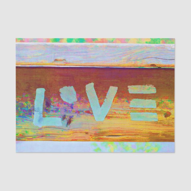 Papel De Seda Love Retro Hippy Brown Green Country Art (Frente )