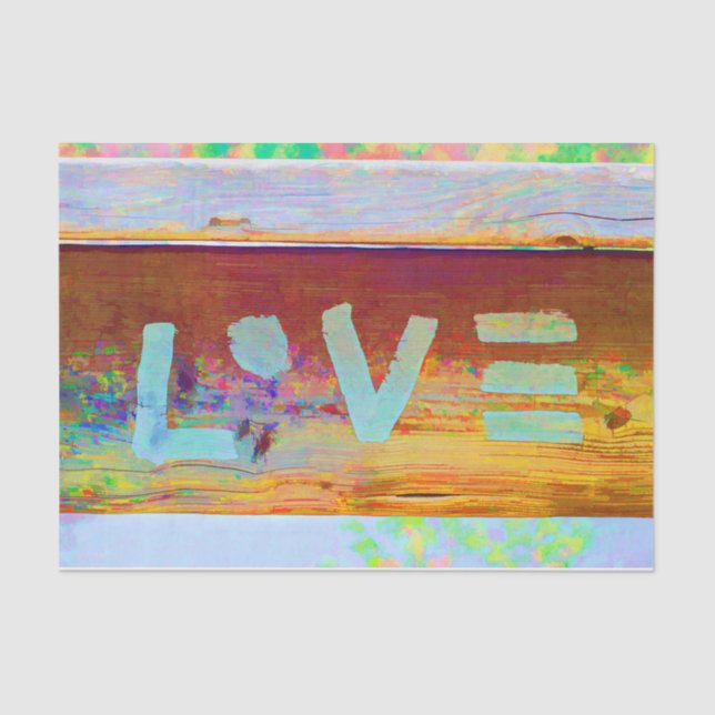 Papel De Seda Love Retro Hippy Brown Green Country Art (Frente )