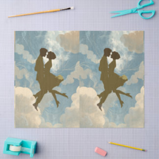 Papel De Seda Lovers Couple in the Blue Sky Collage