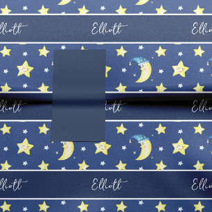 Papel De Seda Lua branca e estrelas Chá de fraldas azul padrão