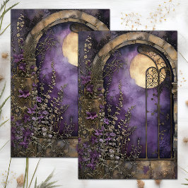 PAPEL DE SEDA LUA CHEIA E JARDIM DE PEDRA ARCO DECOUPAGE