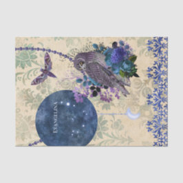 Papel De Seda Lua de Coruja Roxa Boho Azul