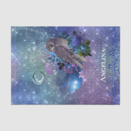 Papel De Seda Lua de Coruja Roxa Boho Azul