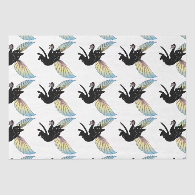 Papel De Seda Lua de Gato Cósmico e estrelas (Frente )