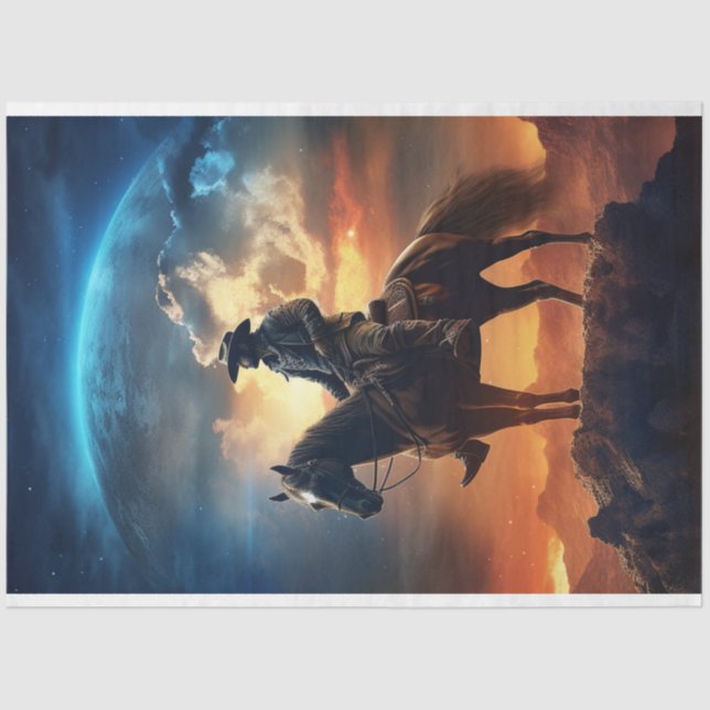 Papel De Seda Lua de Montanha do Cowboy de Disco no Céu (Frente )