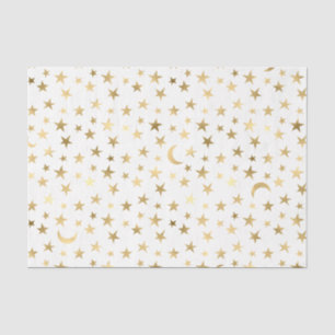 Papel De Seda Lua e Estrelas em Ouro Folheado