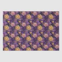 Lua e estrelas planas plurais, roxas